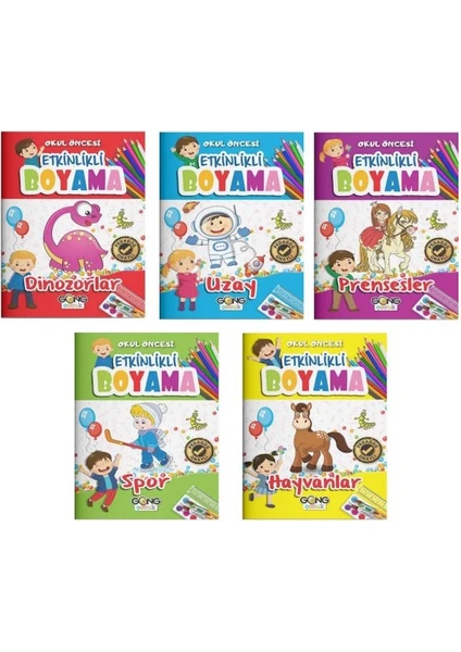 Gong Yayınları Okul Öncesi Etkinlikli Boyama 3-7 Yaş 5 Kitap Set