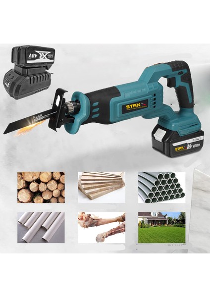 Power Fırçasız Motor 48V Samsung Çift Akülü Tilki Kuyruğu Kemik Kesme Makinesi Pantertestere + 7 Bıçak fiyatları