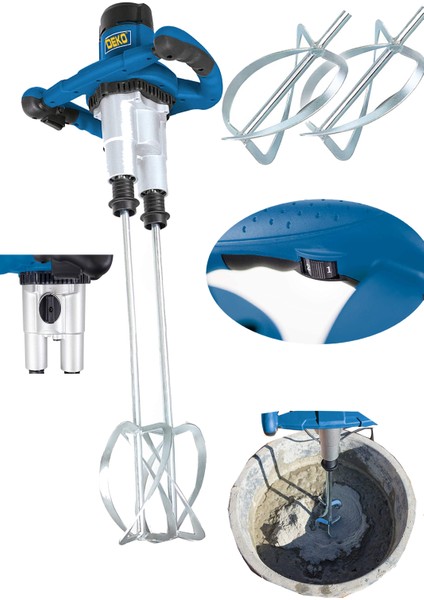 DKTPM400 4000 Watt Devir Ayarlı Çift Mixer Alçı Boya Sıva Çimento Karıştırıcı Mikser Çırpıcı Set modelleri