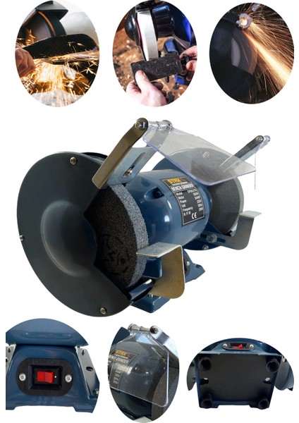 175MM 550WATT Tezgah Üstü Taşlama Makinesi Bakır Sargı Bıçak Balta Bileme Çark Taşı Taş Motoru