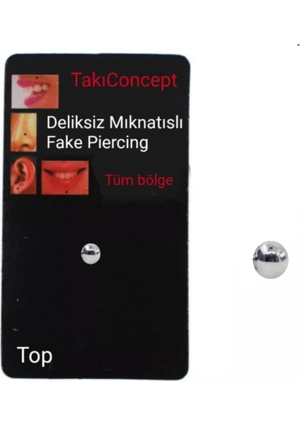 Deliksiz Ultra Güçlü Mıknatıslı Kulak Dudak Fake Top Piercing