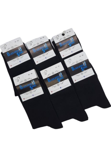Unisex 6'lı Düz Siyah Soket Çorap 36-40 Numara BT-0461