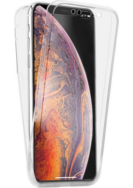 Apple iPhone Xs Max (6,5'') 360 Kılıf Silikon Şeffaf Ön Arka
