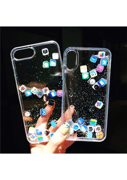 Apple iPhone 8 Kılıf Simli Sulu Ios Ikon Silikon fırsatları