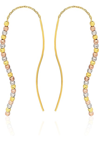 Kadın Gümüş Altın Yaldızlı Renkli Dorikalı Zincir Küpe