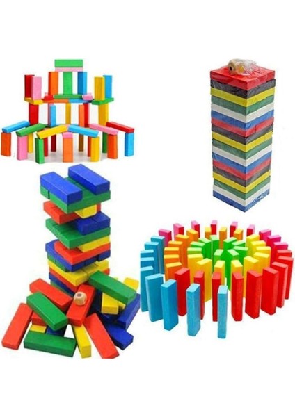 Ahşap Renkli Denge Jenga Oyunu