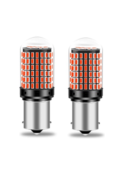 93 Tek Duy LED PR21W 1156 BA15S Düz Tırnak 144 Ledli Kırmızı (2 Adet)