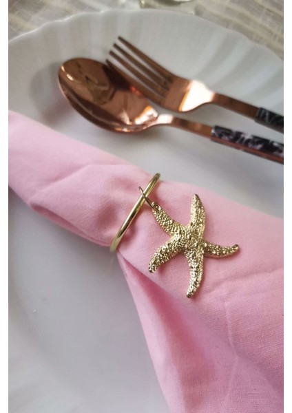 6 Adet Deniz Yıldızı Metal Halkalı Gold Peçete Yüzüğü