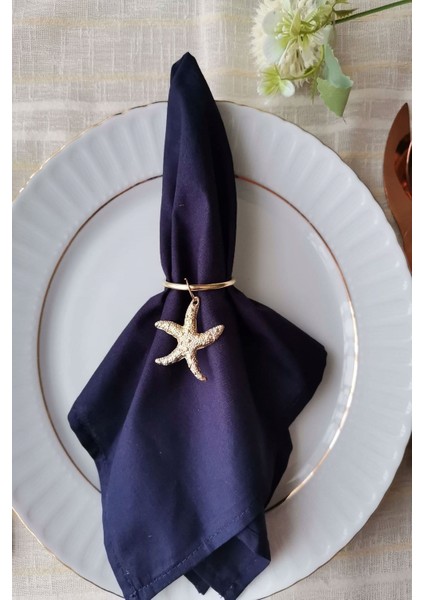 6 Adet Deniz Yıldızı Metal Halkalı Gold Peçete Yüzüğü modelleri