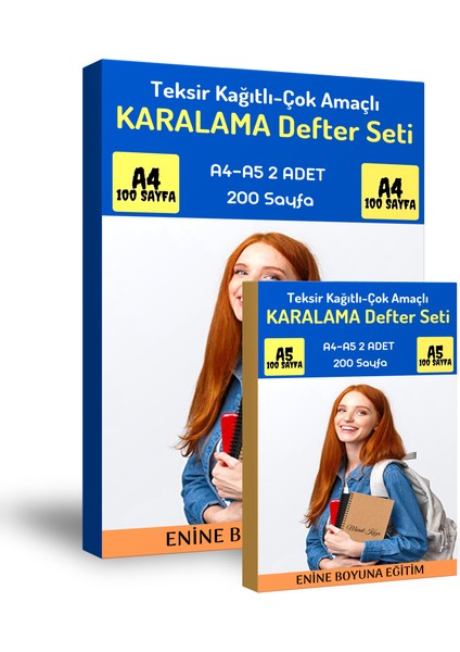 Teksir Kağıtlı Karalama Defter Seti (A4-A5)