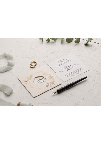 Düğün ,nikah, Nişan Davetiyesi 9166 ( 100 Adet ) baskısız