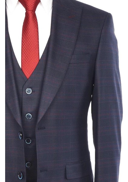 Slimfit Yelekli Drop 6 Takım-Koyulacivert