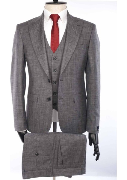 Slimfit Yelekli Drop 6 Takım-Gri