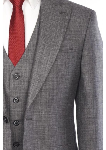 Slimfit Yelekli Drop 6 Takım-Gri