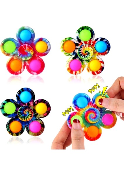 Roseroi Dali Pop It Stres Çarkı Popit Rainbow Desenli Stres Çarkı