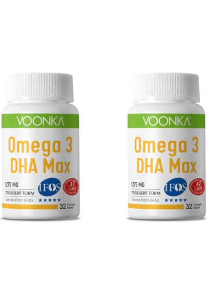 Omega-3 Dha Max 1275 Mg 32 Kapsül 2 Kutu