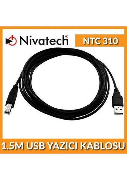 8680751933356 Kablo Nıvatech NTC-310 1.5m USB 2.0 Prınter Yazıcı Kablo