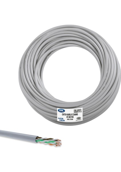 Cat6 Kablo 23AWG 0.51MM 20MT Erk Yerli