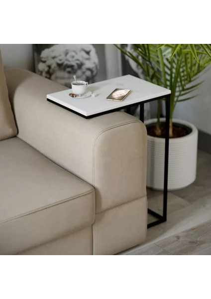 Beyaz C Sehpa Koltuk Yanı Sehpa Salon Mobilyası Çiçeklik modelleri