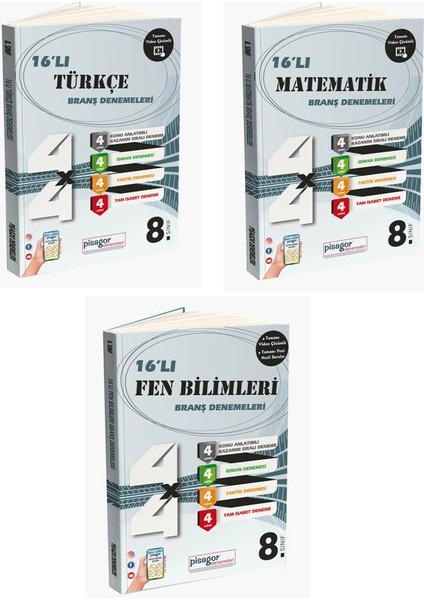 Pisagor 16’lı Türkçe, Matematik, Fen Bilimleri Branş Denemeleri
