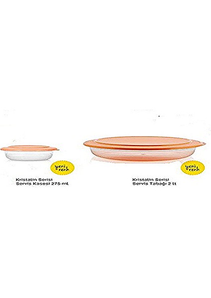 Kristalin Serisi Serisi Servis Tabağı 2 Lt ve Kasesi 275 ml Turuncu Set