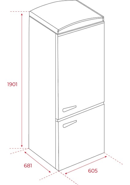 - Rbf 78615 Rtr - Solo Kombi Nofrost Retro Buzdolabı - 341 Lt - Siyah - 60 cm - 113400011
