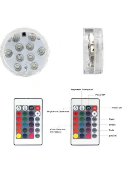 Nargile ve Havuz Içi LED Rgb Işık Aydınlatma Kumandalı Su Geçirmez LED Light