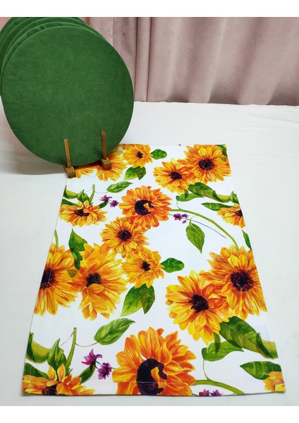 Ayçiçeği Desenli Runner, 4'lü Supla Set