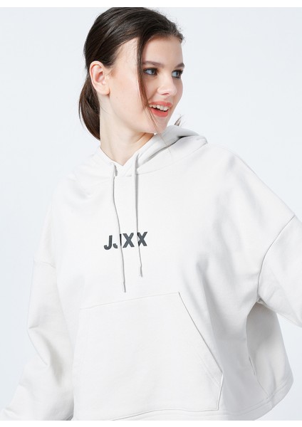 Kapüşonlu Oversize Düz Krem KadınSweatshirt - Jxcarla Ls Oversize Hoodie By