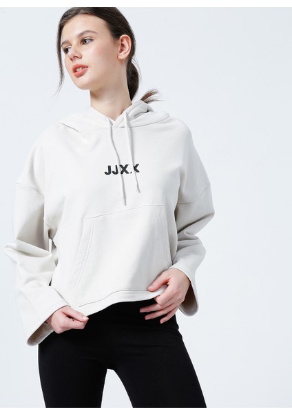 Kapüşonlu Oversize Düz Krem KadınSweatshirt - Jxcarla Ls Oversize Hoodie By