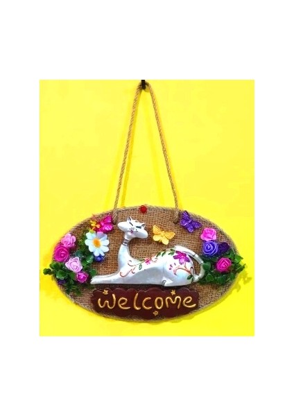 Dekoratif Kedi Figürlü Kapı Süsü 32 cm