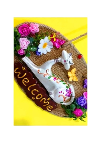 Dekoratif Kedi Figürlü Kapı Süsü 32 cm fiyatları