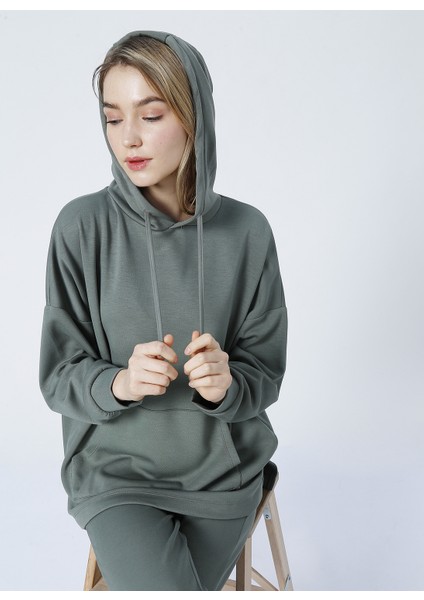 Homewear Koleksiyonu Haki KadınSweatshirt