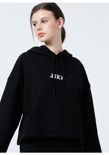 Kapüşonlu Oversize Düz Siyah Kadın Sweatshirt - Jxcarla Ls Oversize Hoodie By