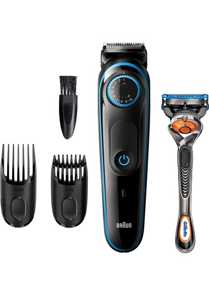 Beard Trimmer BT5240, Hair Clippers For Men, Cordless & Rechargeable With Gillette Proglide Razor