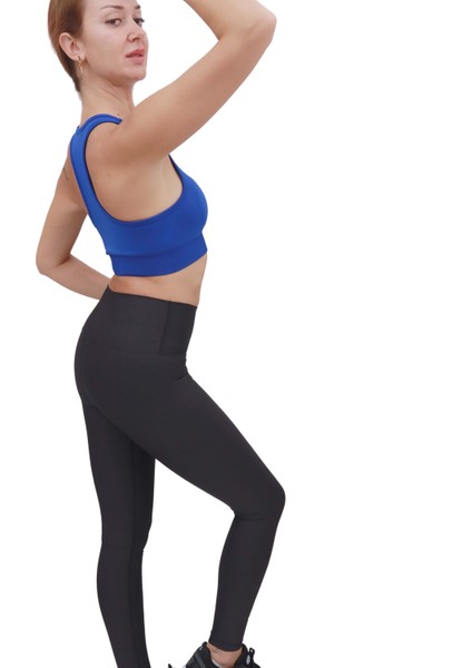 Yüksek Bel Siyah Desenli Toplayıcı Spor Tayt - GLINT.2478 modelleri