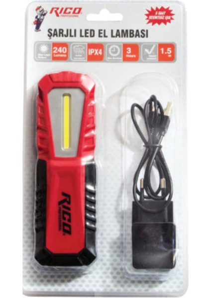Şarjlı LED El Lambası Rıco RC-0037 240 Lumens