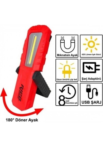 Şarjlı LED El Lambası Rıco RC-0037 240 Lumens modelleri