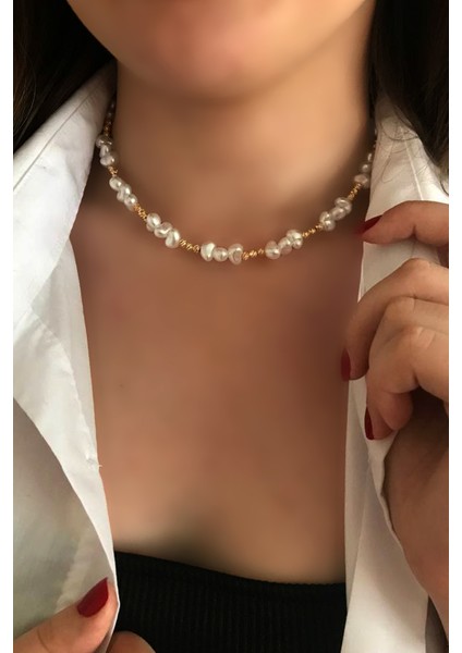 Kadın Incili Dorika Detaylı Ayarlanabilir Kolye