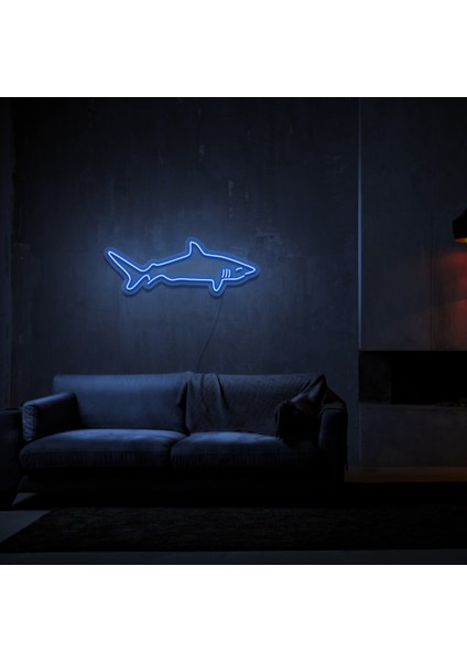 Köpek Balığı Neon LED Duvar Yazısı Dekoratif Duvar Aydinlatmasi Gece Lambası