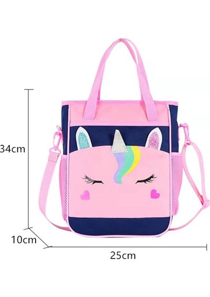 Fengdong 2 Parça Sevimli 3D Karikatür Baskılı Okul Sırt Çantası Seti - Lacivert (Yurt Dışından) modelleri