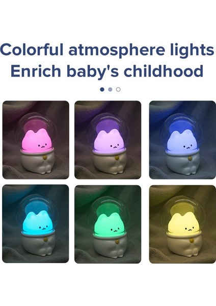 LED Gece Lambası Uzay Kapsül Sevimli Kedi Tavşan Lambası Kawaii Çocuk Bebek Çocuk Yatak Odası Başucu Dekor Işık Yumuşak Sıcak (Yurt Dışından) fırsatları