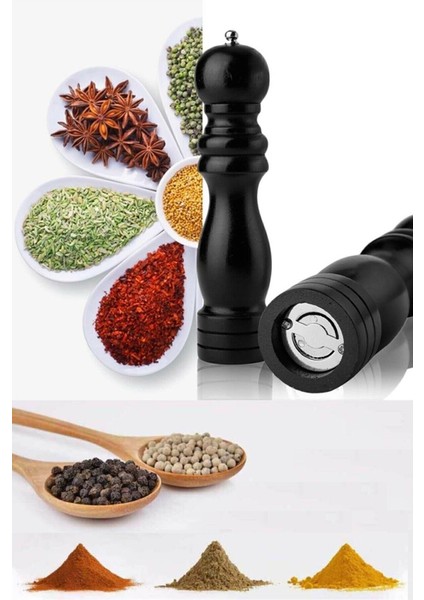 2 Adet Karabiber Tuz Kahve Baharat Öğütücü Ahşap modelleri