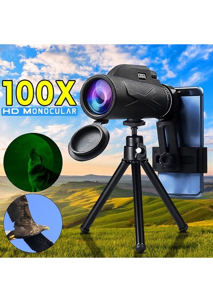 100X Gece Görüş Bak4 Prizma Hd Zoom Monoküler Su Geçirmez Teleskop, Açık Seyahat Yürüyüşü Için Tripodlu (Yurt Dışından) fırsatları