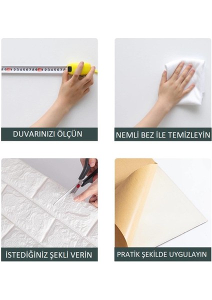 Kendinden Yapışkanlı Dekoratif Pratik 3D Foam Wallpaper Duvar Kağıdı Paneli