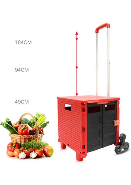 6 Tekerlekli Merdiven Çıkabilen Katlanır Portatif Koli Yük Paket Taşıma El Pazar Arabası 100KG indirimleri