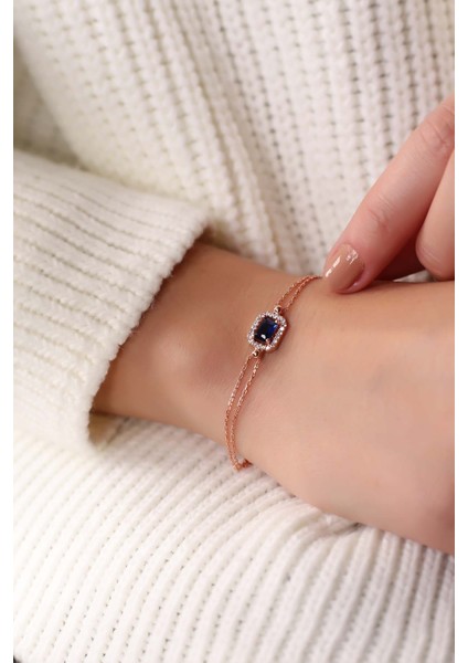 Rose Safir Baget Taşlı 925 Ayar Gümüş Bileklik