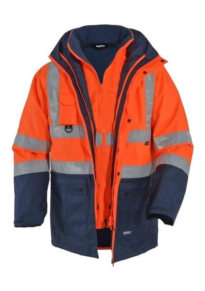 5+1 Oxford Çok Amaçlı Işçi Mont ve Kaban Reflektörlü Parka Turuncu