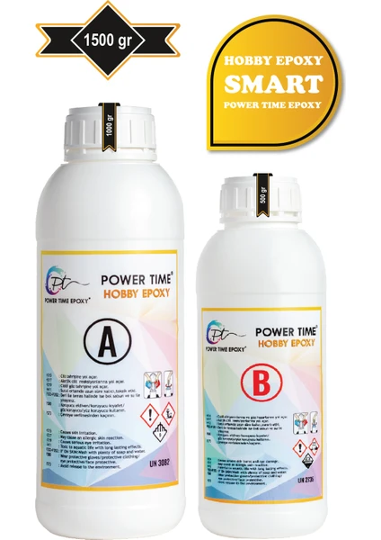 Power Time Epoxy Hobby Epoxy Smart/ Şeffaf Ince Döküm Hobi Epoksi Reçine 1500 Gram