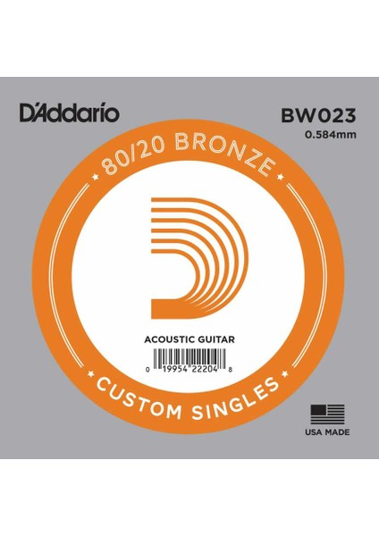 Daddario BW023 Bronze Akustik Gitar Tek Tel 3 No